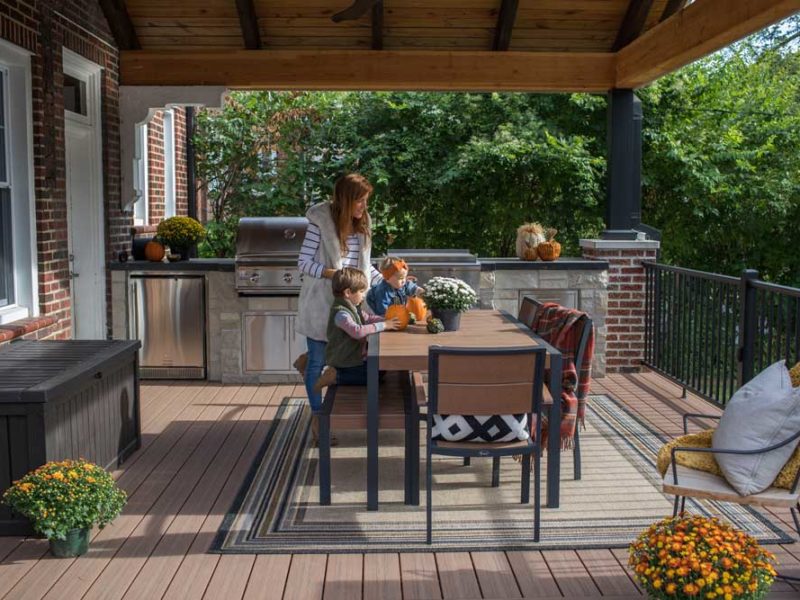 Blaze grills on deck in fall