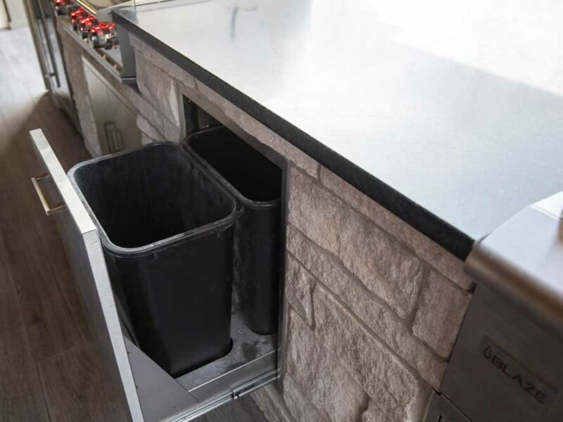 custom outdoor kitchen trash drawer