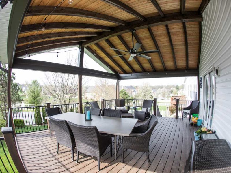 Covered Deck Wood Ceiling