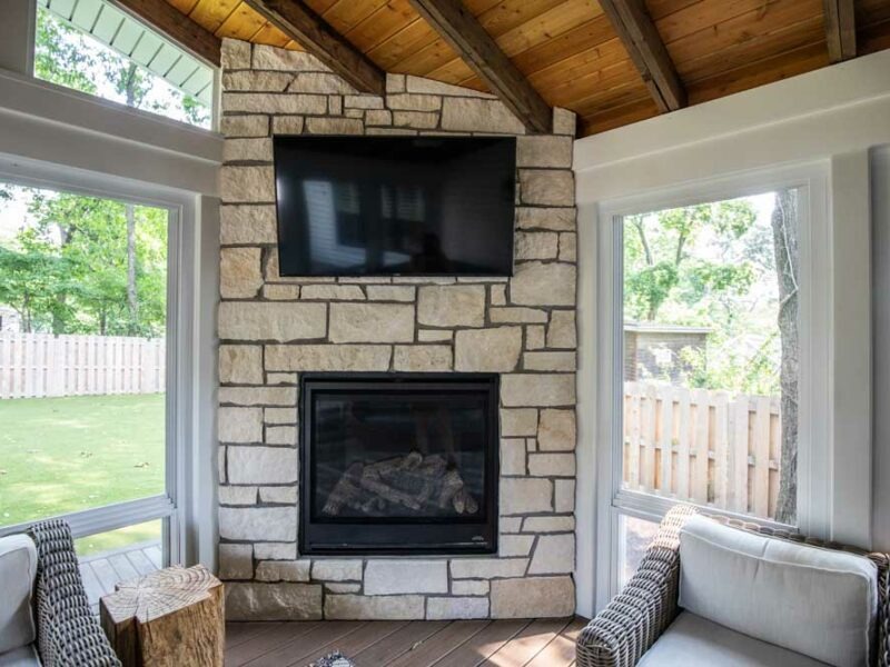 Trex Toasted Sand Three Season Room with Fireplace