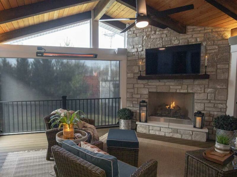 Outdoor fireplaces design - outdoor fireplace on covered deck screen room