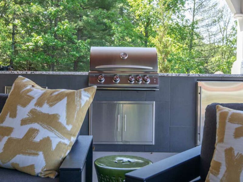 Pavilion with Outdoor Kitchen + Fireplace in Meadowbrook in Ballwin, MO