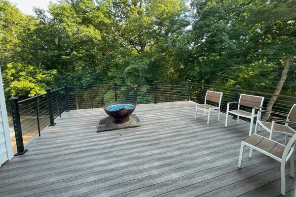 Modern open deck with cable railing in Chesterfield, MO