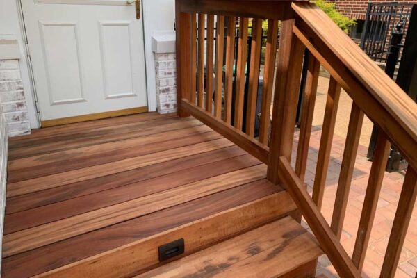 Exterior door landing deck with stairs in Clayton, MO