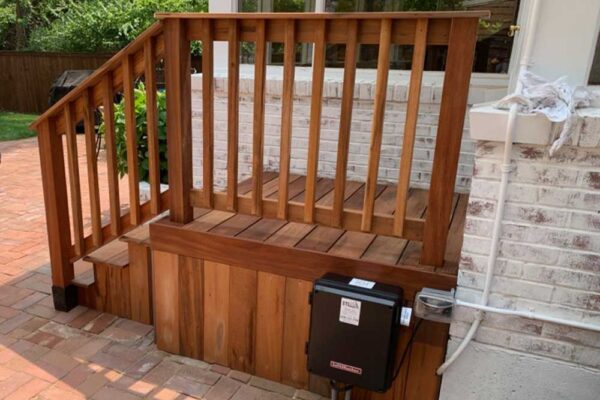 Exterior door landing deck with stairs in Clayton, MO