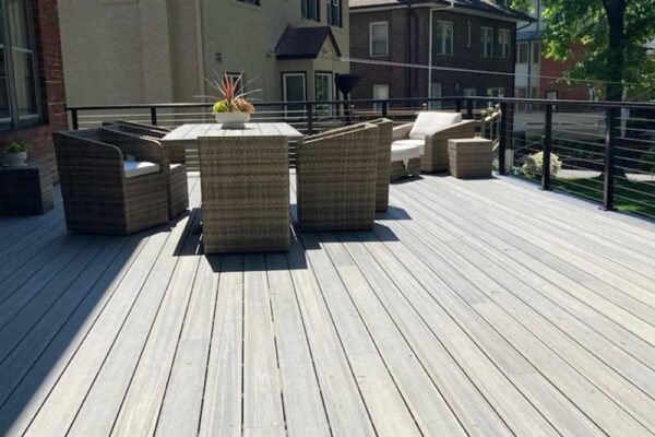 Open deck with cable railing in Clayton, MO