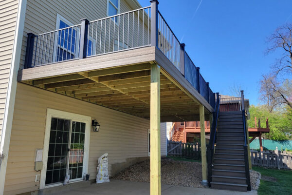 Open deck with black railing in Kirkwood, MO