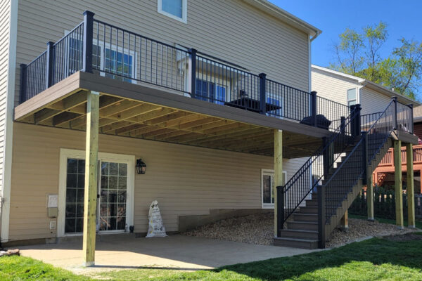 Open deck with black railing in Kirkwood, MO