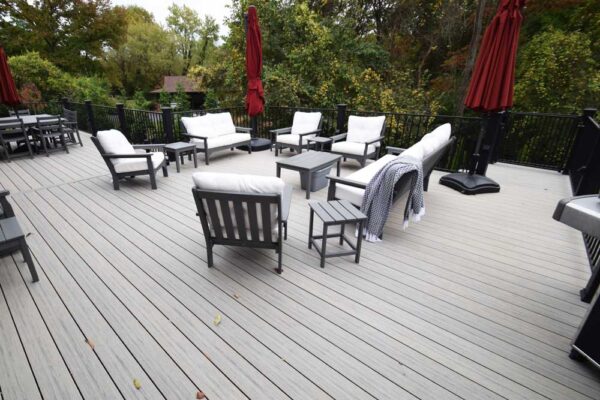 Open deck with black railing in Ladue MO