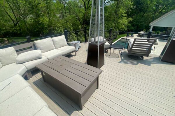 Open deck with cable railing in Ladue MO