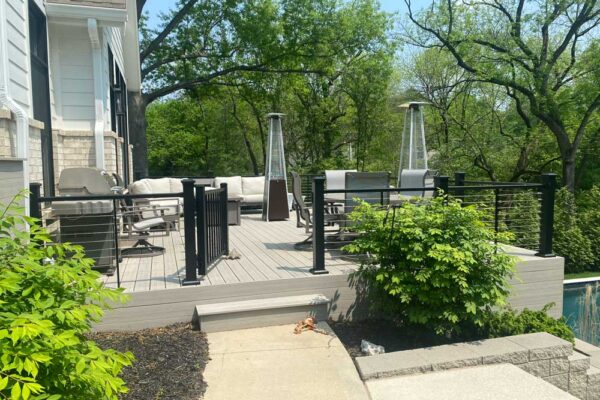 Open deck with cable railing in Ladue MO