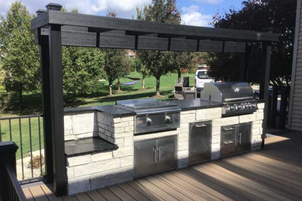 Blaze Grill Island on top of new custom deck in St. Charles County, MO