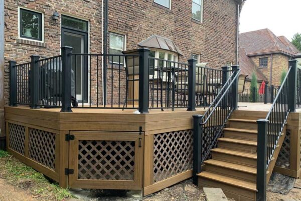 Open deck with black railing in St. Louis City, MO