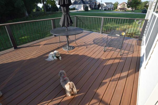 Custom open deck with black railing in Sunset Hills, MO