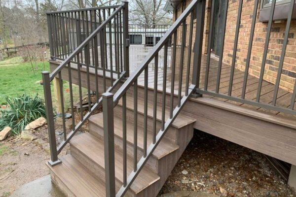 Custom open deck with brown railing Sunset Hills, MO