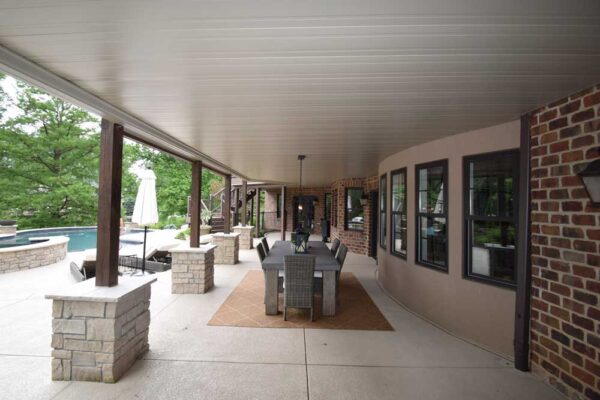 Under deck patio by pool in Town & Country, MO