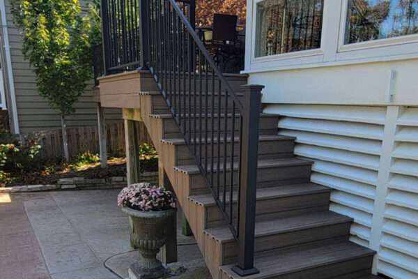 Open composite deck stairs in University City, MO