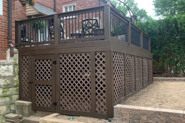 Under deck storage room with lattice in University City, MO