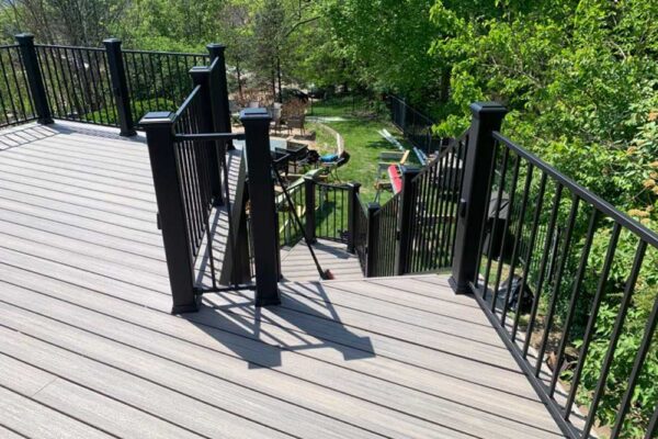 Open deck with black railing in Webster Groves, MO