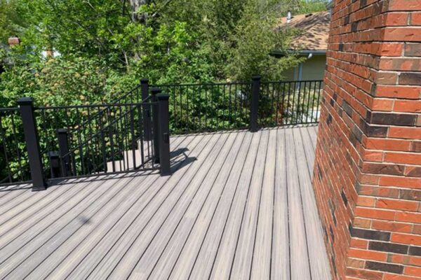 Open deck with black railing in Webster Groves, MO