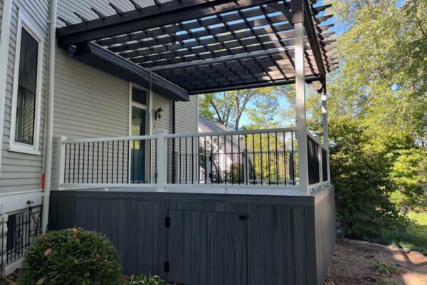 Pergola on deck with storage underneath in Webster Groves, MO