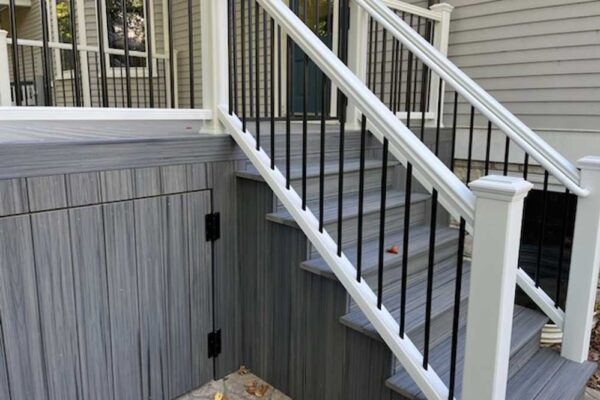 Deck stairs and storage door underneath in Webster Groves, MO