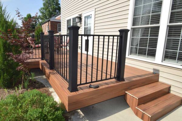 Open deck with black rails in Webster Groves, MO