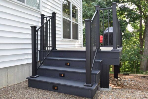 Deck stairs with lights in Wildwood, MO