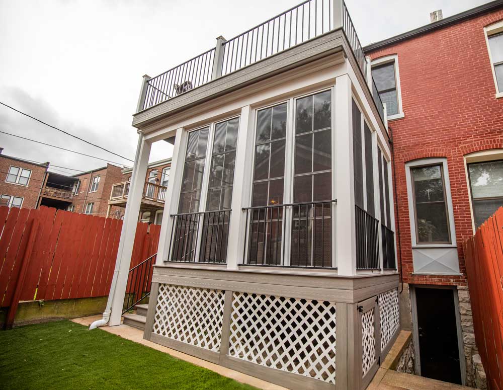 Two-story deck with a three season room in Saint Louis City, MO