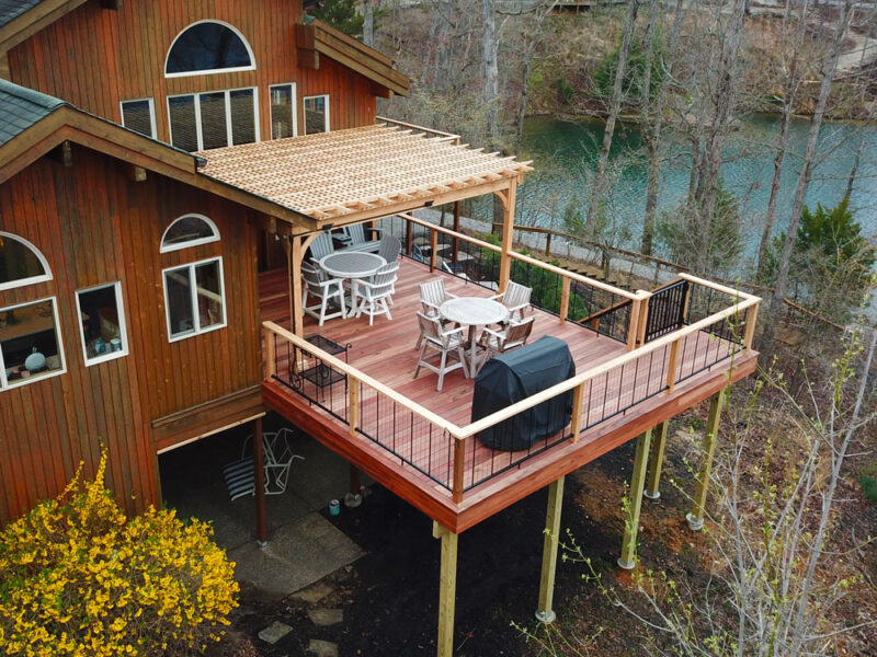 TigerDeck Hardwood Deck + Cedar Pergola in Innsbrook, Missouri