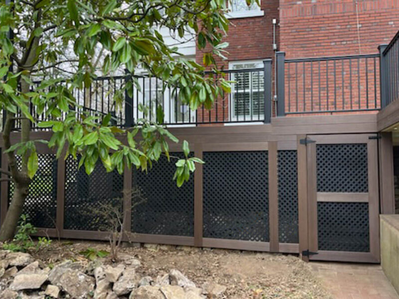 decorative deck privacy wall with storage in St. Louis