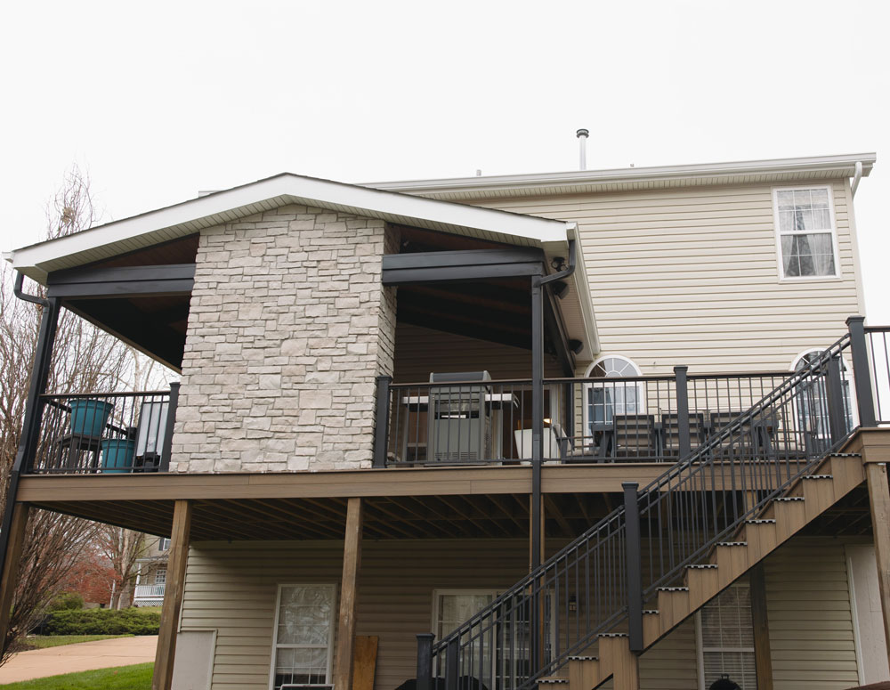 Covered Deck & Fireplace in Glendale, MO