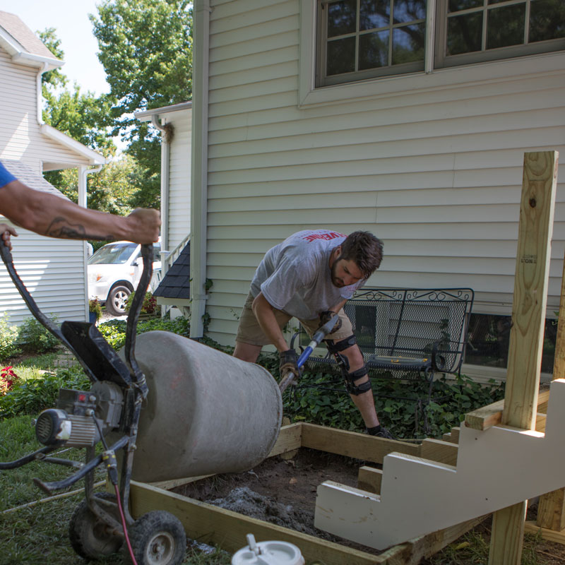 working on custom stairs for deck